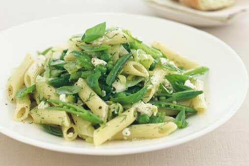 Penne With Basil Ricotta And Peas