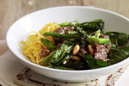 Peppered Beef Almond And Broccolini Stir-Fry