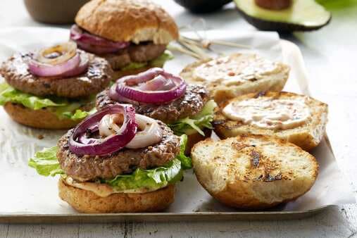 Pork Burger With Avocado & Grilled Chilli Mayonnaise