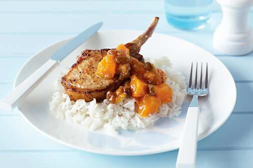Pork Cutlets With Apricot & Ginger Chutney