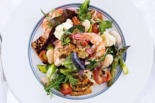 Prawn Asparagus & White Bean Salad