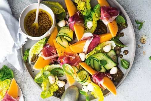 Prosciutto And Rockmelon Salad With Honey Mustard Dressing