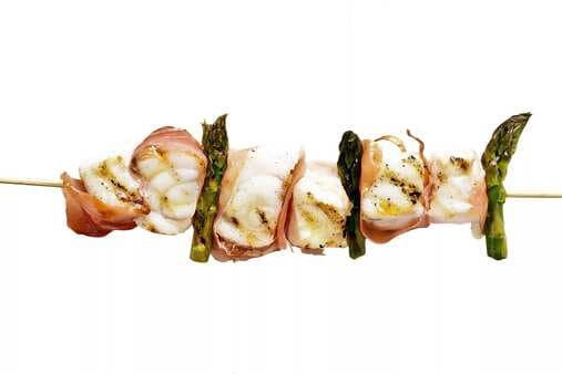 Prosciutto-Wrapped Fish Kebabs