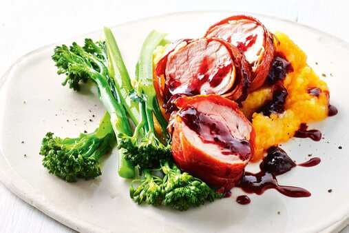 Prosciutto-Wrapped Pork With Cherry Sauce