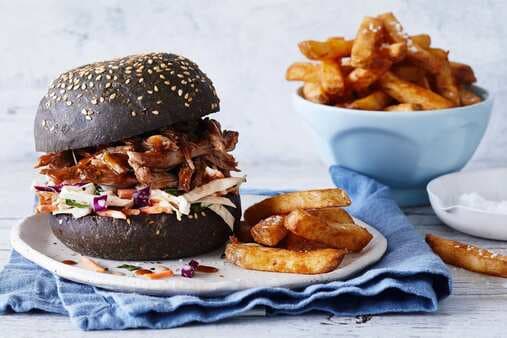 Pulled Pork And Spicy Slaw Brioche Burgers