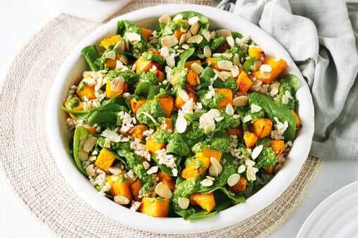 Pumpkin Brown Rice And Spinach Salad