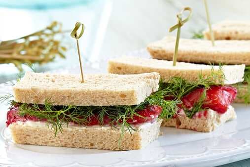 Quick Salmon Gravlax & Beetroot Finger Sandwiches