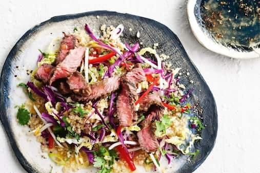 Quinoa Slaw With Beef And Pepper Lime Dressing