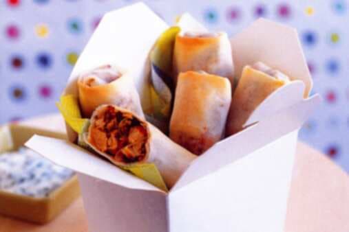 Red Curry Spring Rolls With Minted Yoghurt