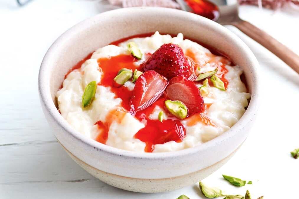 Rice Pudding With Roasted Strawberries