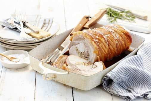 Roast Pork Loin With Maple Apple And Rosemary Stuffing