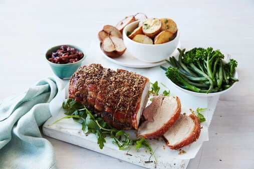Roast Pork And Pears With Cranberry And Balsamic Relish