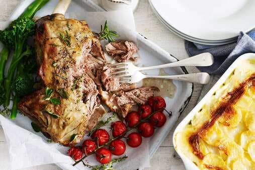 Roasted Lamb Shoulder With Herbs And Red Wine
