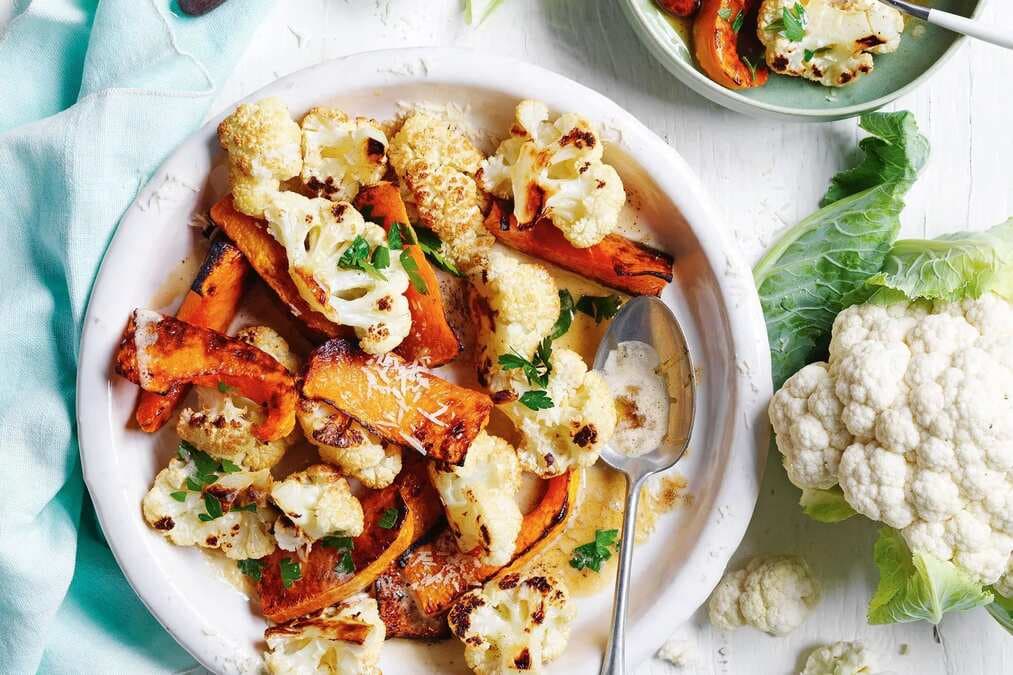 Roasted Pumpkin And Cauliflower With Parmesan