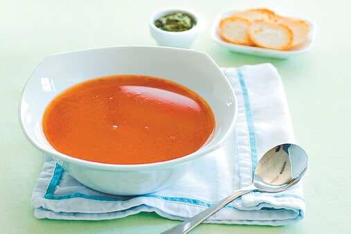 Roasted Tomato Soup With Pesto Toast