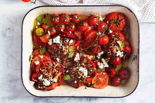 Roasted Tomatoes With Chorizo Rice-Stuffed Capsicums