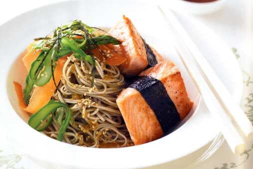 Salmon With Nori And Sesame Soba Noodles