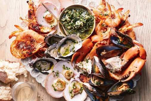 Seafood Platter With Olive Sauce Vierge