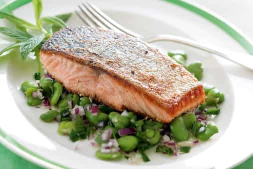 Sesame-Crusted Salmon With Mint Beans