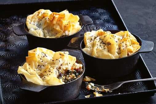 Silverbeet Pies With Filo Chia Topping