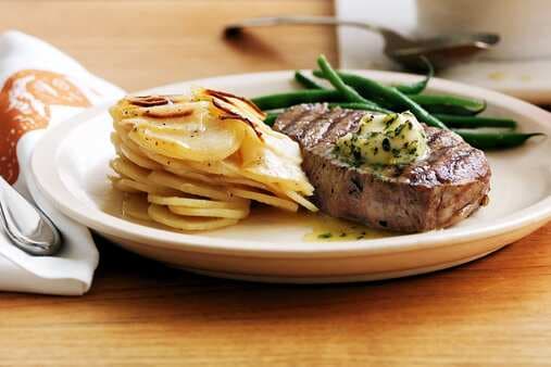 Sirloin Steaks With Boulangere Potatoes