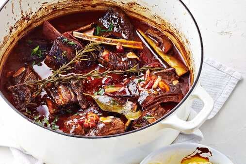 Slow-Cooked Braised Beef Ribs With Parmesan And Cauliflower