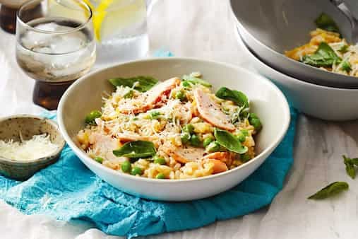 Smoked Chicken And Basil Microwave Risotto