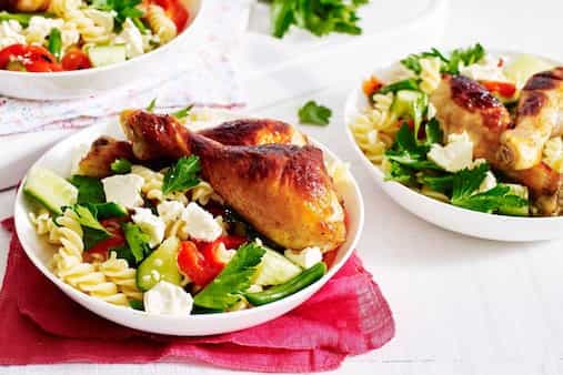 Smoked Paprika And Honey Chicken Drumsticks With Pasta Salad