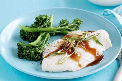 Soy And Ginger Steamed Fish With Broccolini