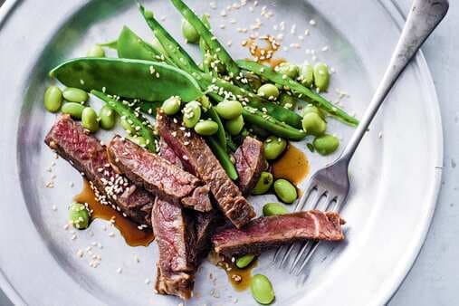 Soy And Sesame Beef With Asian Greens