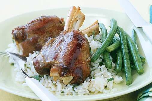Soy And Sherry Lamb Shanks With Garlic Rice