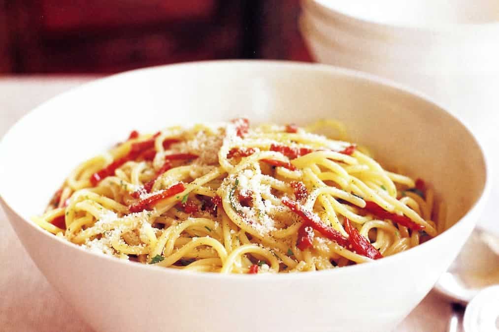 Spaghetti With Salami Carbonara
