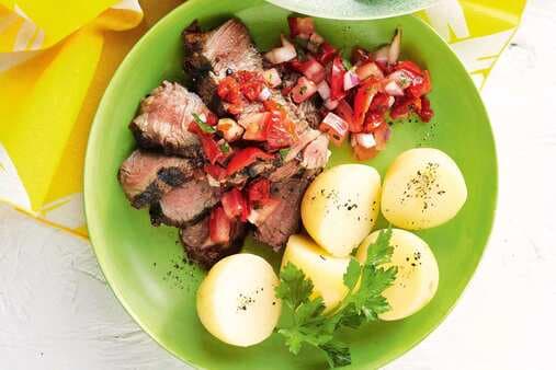 Spice-Crusted Beef With Sweet Pepper Salsa