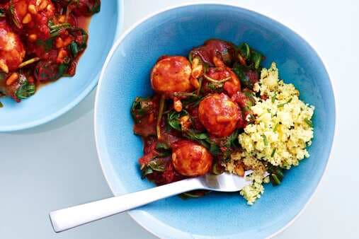 Spiced Chicken Meatballs With Orange & Chive Couscous