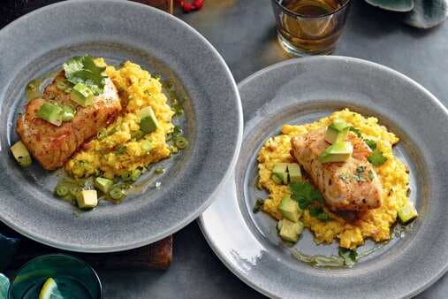 Spiced Fish With Coriander Creamed Corn
