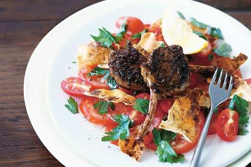 Spiced Lamb Cutlets With Garlic Tomato Salad