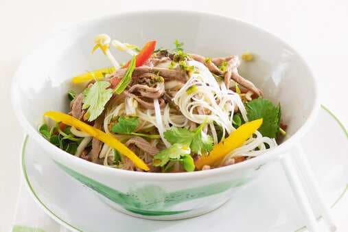 Spicy Beef Salad With Vegetables And Noodles