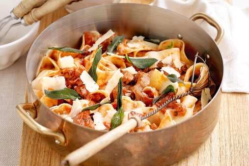 Spicy Pork Sage And Tomato Pappardelle