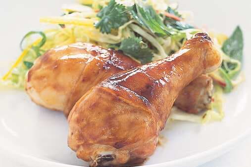 Sticky Drumsticks With Tangy Slaw