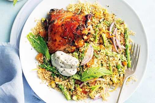 Sticky Honey-Lime Chicken With Orange And Pistachio Couscous