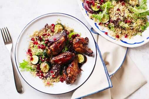 Sticky Pomegranate Chicken With Couscous Salad