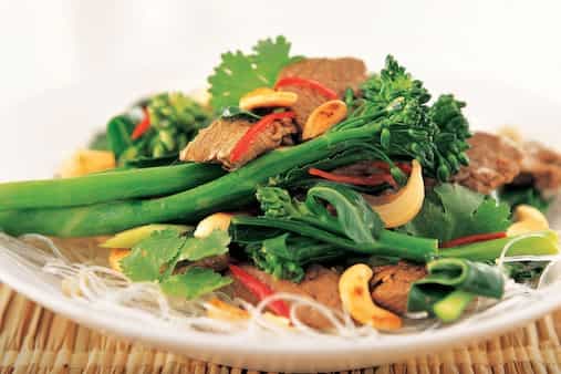Stir-Fried Lamb With Asian Greens & Rice Noodles