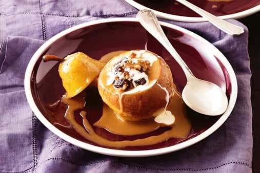 Stuffed Pears With Butterscotch Sauce