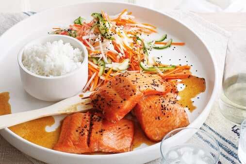 Teriyaki Salmon With Pickled Vegetables
