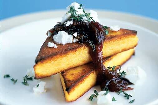 Three-Cheese Polenta Triangles With Caramelised Onions