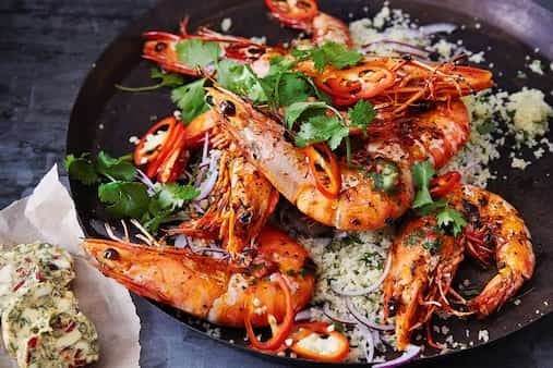 Tiger Prawns With Chermoula Butter
