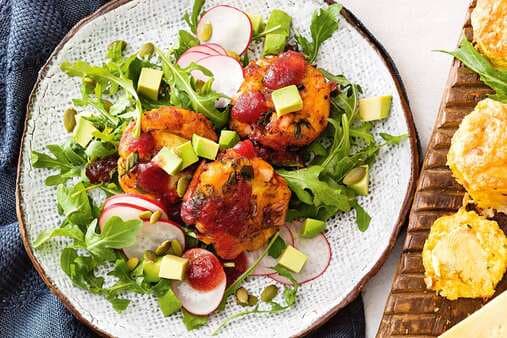 Turkey And Roast Vegetable Patties With Cranberry Dressing