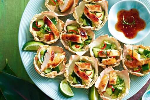 Twice-Cooked Honey & Five Spice Chicken Wonton Cups