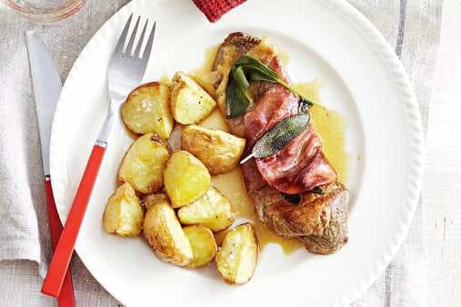Veal Saltimbocca With Crunchy Baked Potatoes