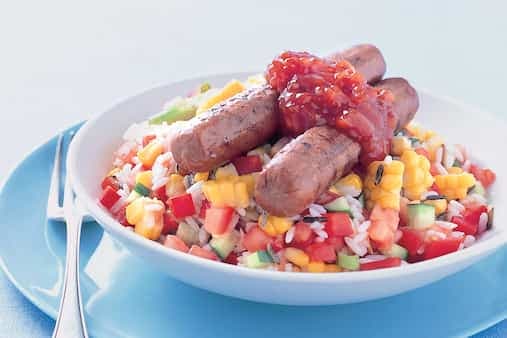 Vegetarian Sausages & Rice Salad